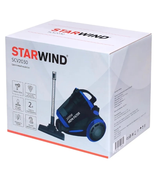Пылесос Starwind SCV2030 синий/черный, 350/2000 Вт, уборка сухая, пылесборник контейнер 2 л