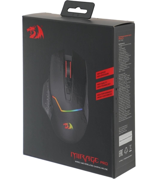 Мышь беспроводная Redragon Mirage Pro черный, 8000 dpi, радиоканал, USB, кнопки - 9