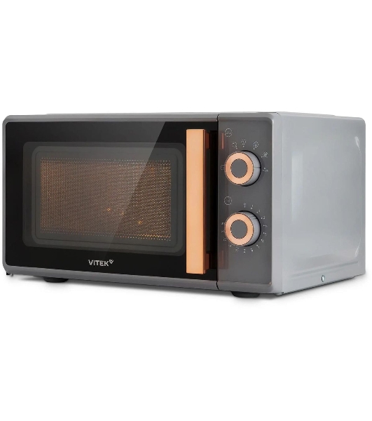 Микроволновая печь Vitek VT-MW1920 серый/золотистый, 20 л, 700 Вт, переключатели — поворотный механизм
