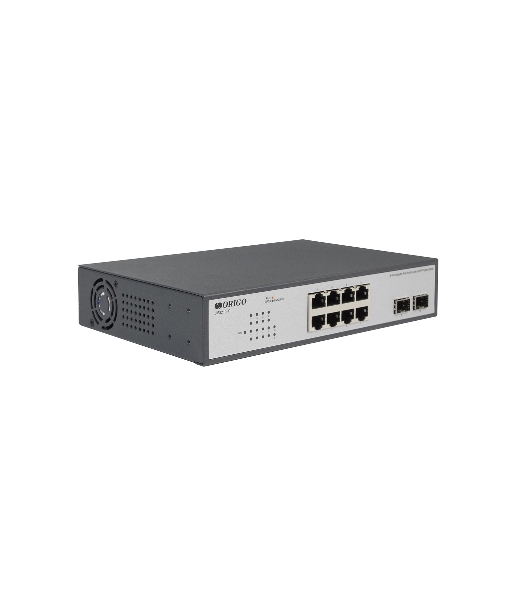 Коммутатор неуправляемый PoE ORIGO Unmanaged Switch 8x1000Base-T PoE, 2x1000Base-X SFP, PoE Budget 120W, 19' w/brackets