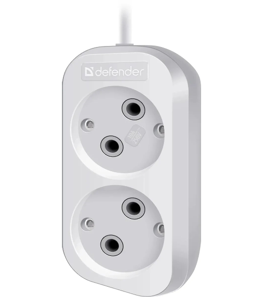 Удлинитель бытовой Defender B220 - 2 роз х 2 м, белый
