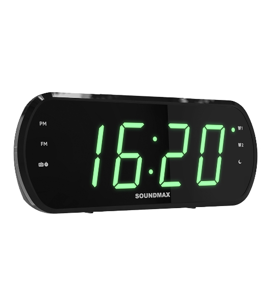 Радиочасы Soundmax SM-1562U (черный с зеленым)