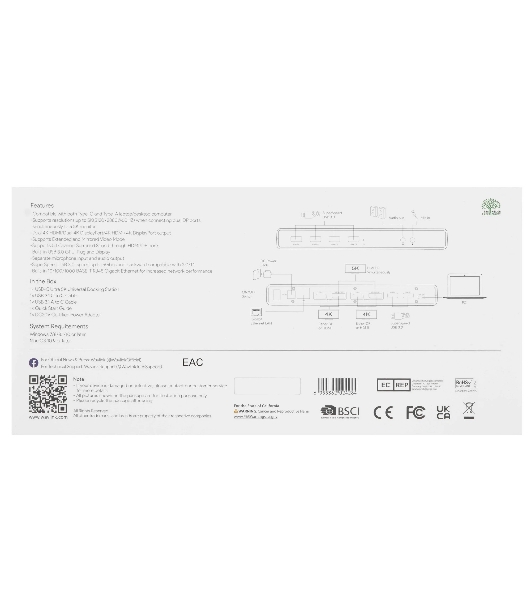 Док-станция WAVLINK WL-UG69DK1, USB Type-C, DisplayPort/HDMI/RJ-45/USB Type-C/Jack 3.5mm, USB
