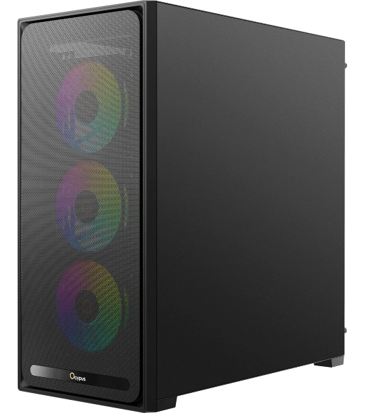 Корпус Ocypus Delta C70 BK ARGB, Midi-Tower, чёрный, 4 x 120 мм