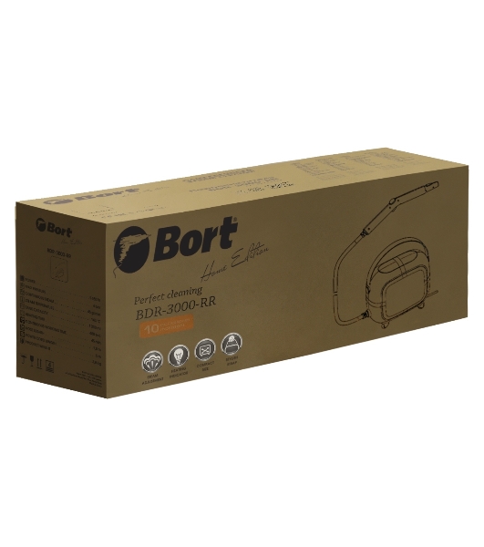 Пароочиститель Bort BDR-3000-RR белый, напольный, 1650 Вт, 45 г/мин, 1200 мл