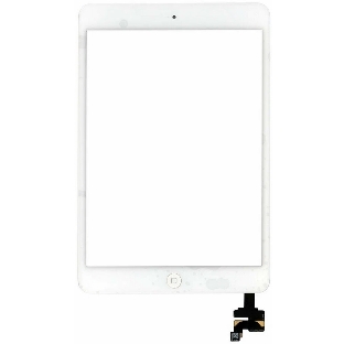 Сенсорное стекло (тачскрин) Ipad mini + stiker + IC с кнопкой Home, белое (A1432 A1454 A1455) OEM