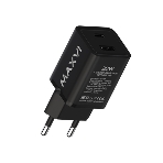 Сетевое зарядное устройство Maxvi A354PD Type-C 20W PD3.0 + USB 2.4A, черный, фото 1