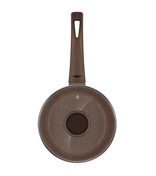 Ковш Maunfeld Carmel MF18CRM01SP из литого алюминия со стеклянной крышкой, 18 см, 1,6 л