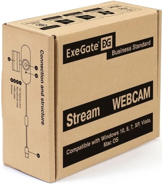Веб-камера ExeGate Stream C940 2560x1440, 30 кадр/с, USB Type-A, микрофон (шумоподавление), универсальное крепление, штатив в комплекте