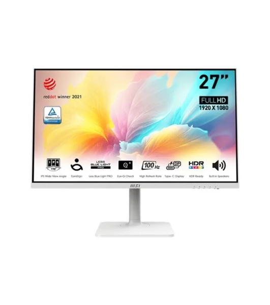 Монитор 27' MSI Modern MD2712PW IPS 1920x1080, 100 Гц, 4 мс, 16:9, 300 кд/м², 1xHDMI, 1xUSB-C, 1x3.5 мм, белый