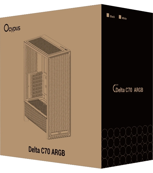 Корпус Ocypus Delta C70 WH ARGB, Midi-Tower, белый, 4 x 120 мм