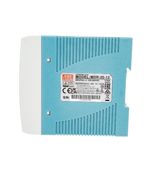 Блок питания AC-DC, 20Вт, вход 85-264V AC, 47-63Гц,120-370В DC, выход 12В,0-1,67A, рег. вых=±10%Uном, в кожухе на DIN-рейку