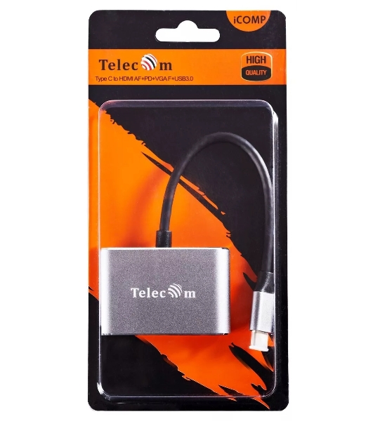 USB-концентратор Telecom TUC055, USB Type-C, HDMI/USB/PD/VGA, USB