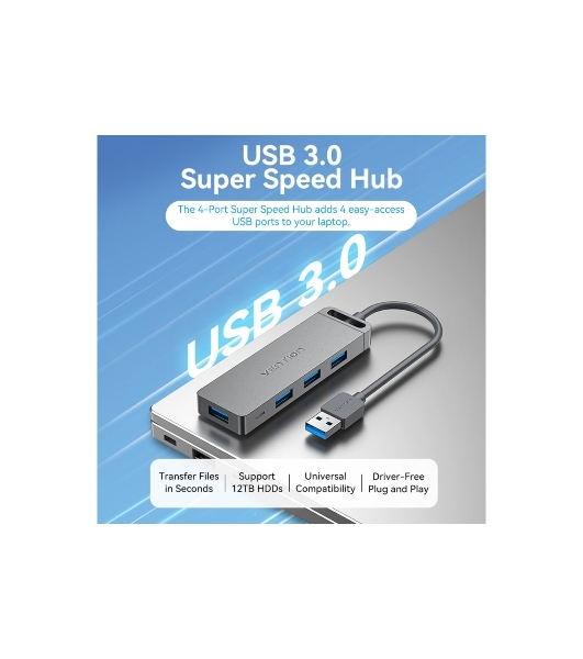USB-концентратор Vention OTG USB 3.0 на 4 порта серый 1м.