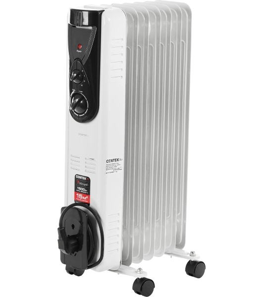 Обогреватель масляный Centek CT-6200 (7 секций) белый, 700/1000/1500 Вт, 15 м2, термостат