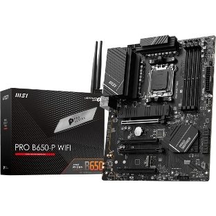 Материнская плата MSI PRO B650-P WIFI, AM5, AMD B650, 4xDDR5, 6xSATA, 2xM.2 (PCIe 4.0), 2xPCIe 4.0 x16, 2xPCIe 3.0 x16, 1xHDMI, 1xDP, 1x2.5Gb LAN, Wi-Fi, Bluetooth, 1xUSB-C 20Gbps, 3xUSB-A 10Gbps, 4xUSB-A 5Gbps, 3x3.5 мм, 7.1, чёрный, ATX