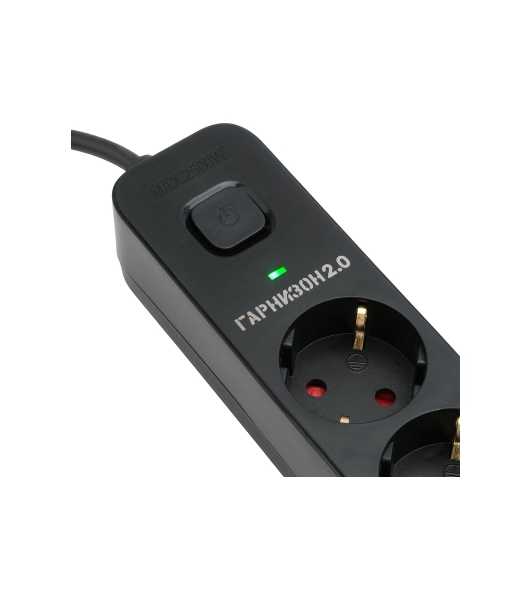 Сетевой фильтр Гарнизон 2.0 Мультипорт EPS-4-U3-B-2, 4 р, 10А, 3xUSB, 2 м, ур.защиты 2+, черный, пакет