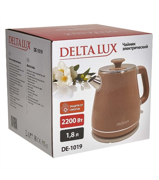 Чайник электрический Delta LUX DE-1019 (1,8 л, металл/пластик) коричневый