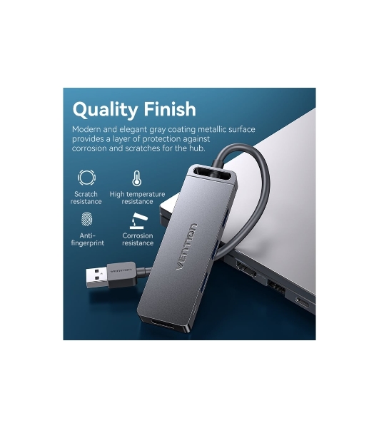 USB-концентратор Vention OTG USB 3.0 на 4 порта серый 1м.
