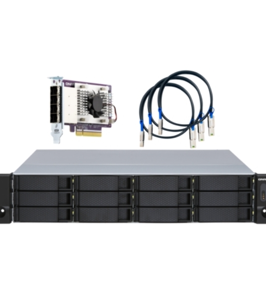 Полка расширения сетевого хранилища без дисков SMB QNAP TL-R1200S-RP SATA 6GB/s JBOD storage enclosure, 12-tray 3,5'/2,5' w/o HDD, 3 x SFF-8088, 2 PSU. Rackmount. W/o rail kit RAIL-B02
