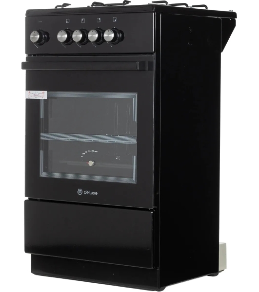 Плита газовая De Luxe 5040.48Г (Щ)-011 черный, конфорок 4 шт, духовка 46 л, 50 см x 85 см x 50 см