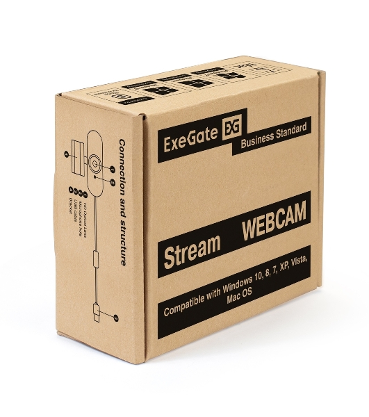 Веб-камера ExeGate Stream HD-4000 3840x2160, 30 кадр/с, USB Type-A, микрофон (2 шт, шумоподавление), автоматическая фокусировка, шторка приватности, универсальное крепление