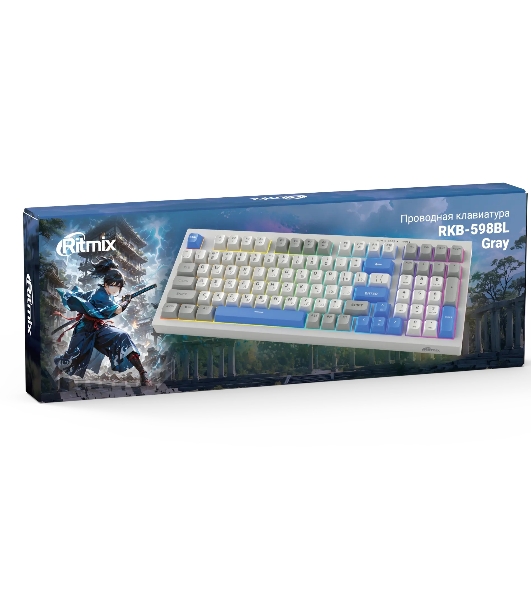 Клавиатура проводная Ritmix RKB-598BL Gray серый-голубой