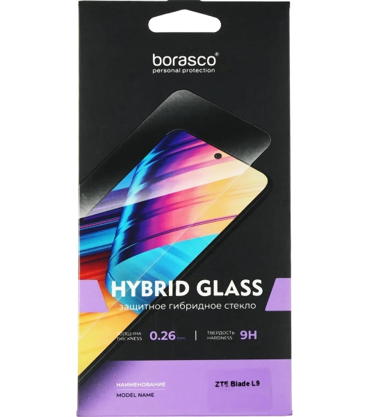 Защитное стекло для экрана BoraSCO Hybrid Glass для ZTE Blade L9 антиблик, 60 х 130 мм, 2.5D, прозрачный