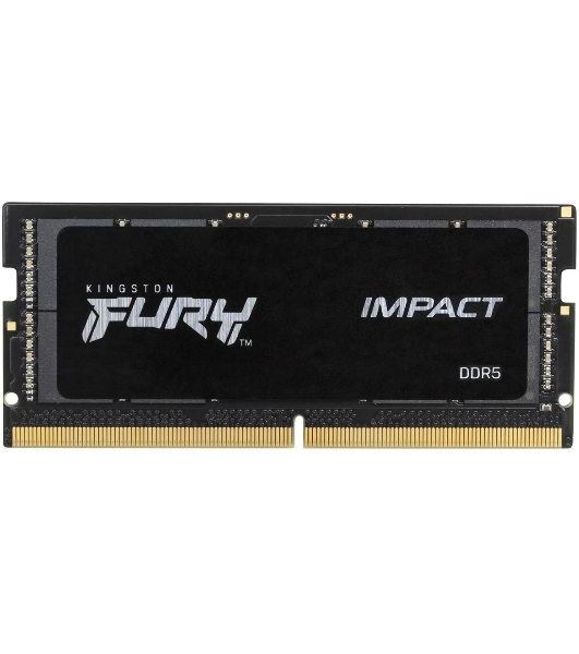 Оперативная память Kingston Fury Impact, DDR5, 16Gb (1x16Gb), 6400MHz, CL38, ECC, SO-DIMM, с радиатором, черный