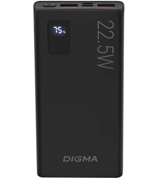 Портативный аккумулятор Digma DGPF10A 10000mAh QC3.0/PD3.0 22.5W 5A 2xUSB-A/USB-C черный