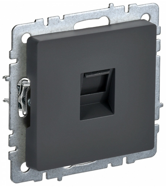 Розетка компьютерная IEK BRITE РК10-БрГ RJ45 кат.5E графит