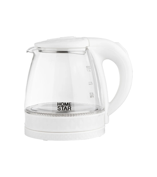 Чайник электрический Homestar HS-1053 1,2 л,стекло/пластик, белый (106464)
