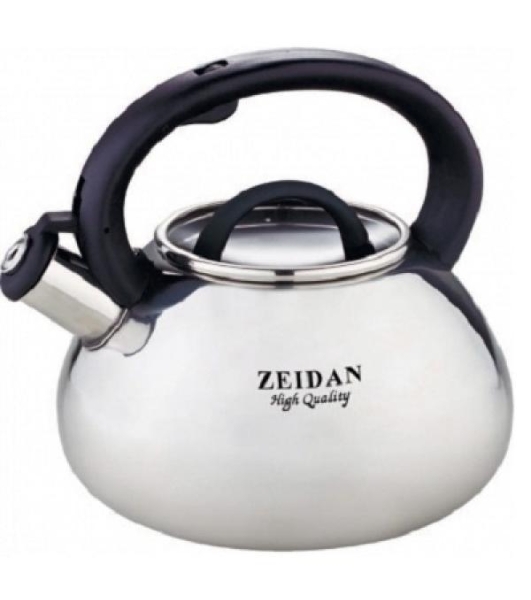 Чайник со свистком Zeidan Z-4139 3,0 л, нержавеющая сталь, ЛИТОЙ КОРПУС, КУРКОВЫЙ МЕХАНИЗМ, зеркальная полировка корпуса, стеклянная жаропрочная крышка, фиксированная бакелитовая ручка. Подарочная упаковка с пластиковой ручкой.