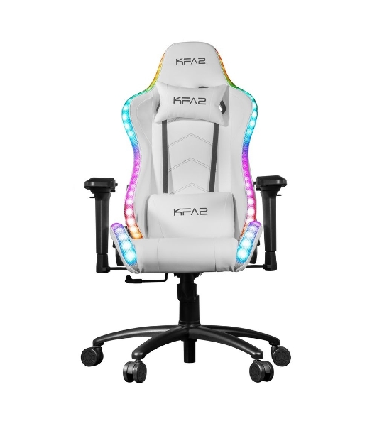 Кресло KFA2 Gaming Chair 01 RGB SE белый, экокожа, RGB-подсветка, подголовник