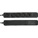Сетевой фильтр Гарнизон 2.0 Мультипорт EPS-4-U3-B-2, 4 р, 10А, 3xUSB, 2 м, ур.защиты 2+, черный, пакет, фото 1