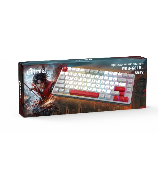 Клавиатура проводная Ritmix RKB-681BL Gray серый-бордовый