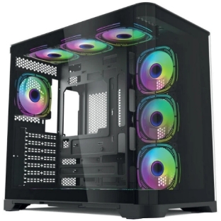 Компьютерный корпус Forza Forza FZ-G42B Seaview TG ATX Case, black, w/o psu, Curved Tempered glass front panel, 1x3,5', 3x2,5