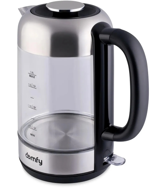 Чайник электрический Domfy DSM-EK401 1.8л. 2200Вт черный/прозрачный (корпус: стекло)