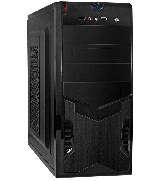 Компьютерный корпус Miditower ExeGate CP-604-UNS400 (ATX, БП UNS400 с вент. 12см, 2*USB, аудио, черный)