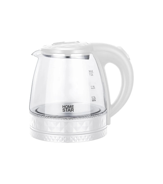Чайник электрический Homestar HS-1053 1,2 л,стекло/пластик, белый (106464)