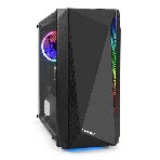 Компьютерный корпус Minitower ExeGate EX294384RUS Mistery R2 (mATX, без БП, 2*USB+1*USB 3.0, аудио, черный, 1 вент. 12см с RGb подсветкой и полоса на передней панели, боковая панель - закаленное стекло), фото 1
