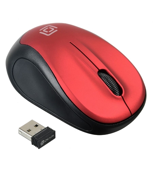 Мышь беспроводная Oklick 665MW черный/красный, 1000 dpi, радиоканал, USB, кнопки - 3