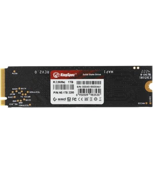 Накопитель SSD KingSpec NE-1Tb, 1Tb, PCIe 3.0 x4, M.2 2280, NVMe, R/W 2400/1900