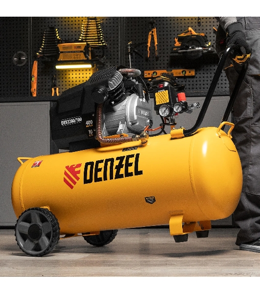Компрессор воздушный Denzel DKV2200/100,Х-PRO (58079) 2.2 кВт, 400 л/мин, 100л