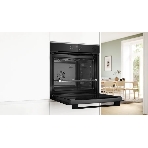 Встраиваемый духовой шкаф Bosch HRG232EB3 Serie 4 с добавлением пара Bosch, Auto Pilot 15, объем 71 л, 8 режимов нагрева, 3D Hotair, Soft move door,телескопические направляющие 1уровень,гидролиз+каталитическая очистка задней стенки,сенсорное управление,черный+профиль из нержавеющей стали, фото5