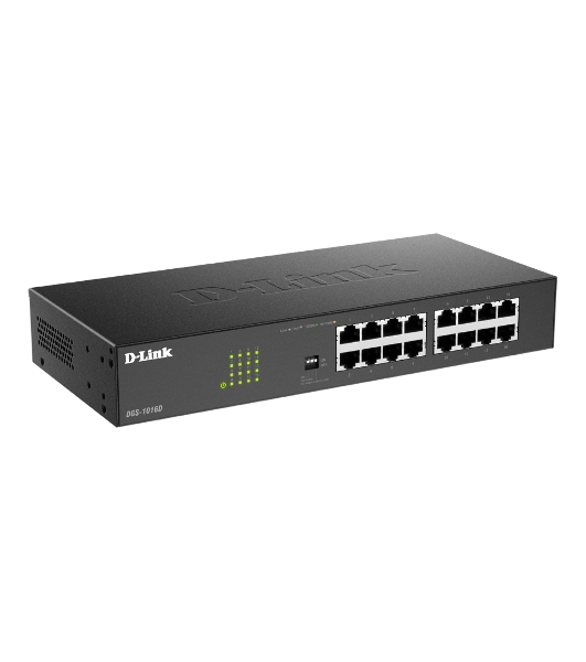 Коммутатор D-Link DGS-1016D/J1A, 16×1 Гбит/с, неуправляемый