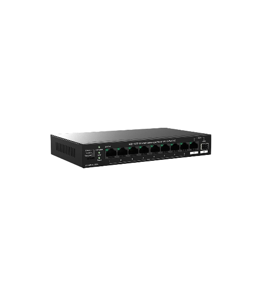 Коммутатор неуправляемый Tenda TEG1110PF-8-120W PoE, 10 портов, 9x1 Гбит/с, SFP 1х1 Гбит/с, PoE 8х30 Вт (до 102 Вт)