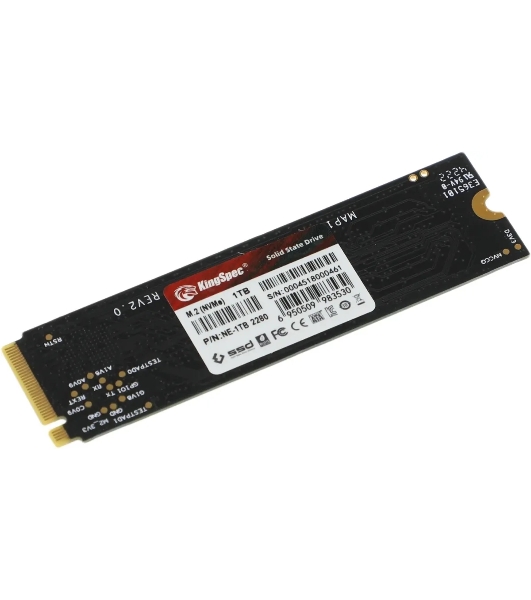 Накопитель SSD KingSpec NE-1Tb, 1Tb, PCIe 3.0 x4, M.2 2280, NVMe, R/W 2400/1900