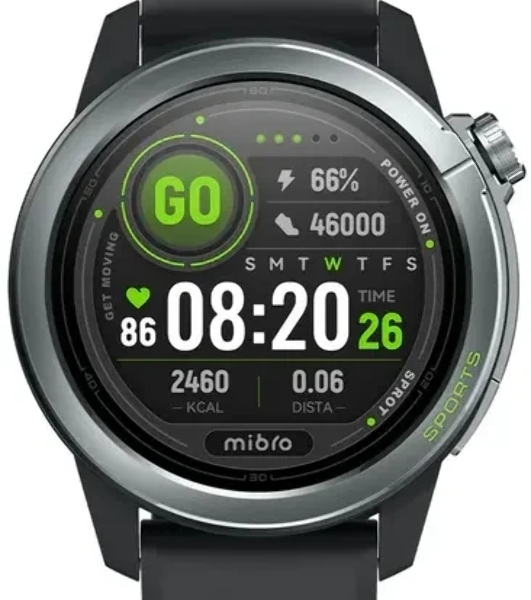 Умные часы Mibro GS Active2, 1.32' AMOLED, Bluetooth, NFC, WR50, темно-серый