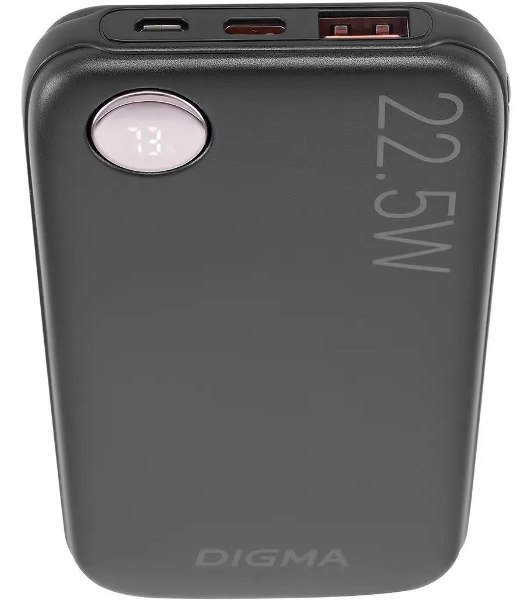 Портативный аккумулятор Digma DGPF10B 10000mAh QC3.0/PD3.0 22.5W 3A USB-A/USB-C черный